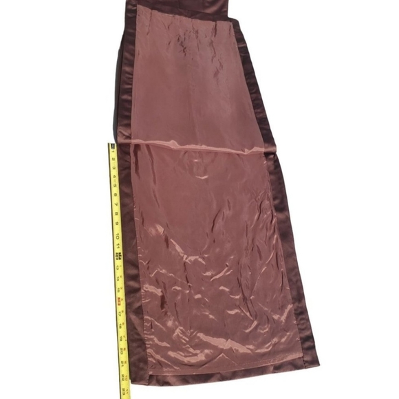 Vintage Brown Satin Square-Neck Slim-Cut Evening Gown 90s Y2K Size 6 - Picture 14 of 16